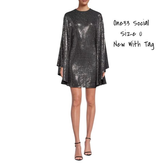 ONE33 Social Dresses & Skirts - One33 Social Shimmer Circle Minidress Silver Size 0 New With Tag